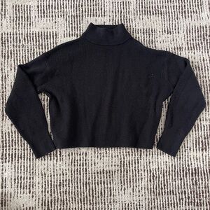 Lululemon | Cropped Black Knit Turtleneck Sweater